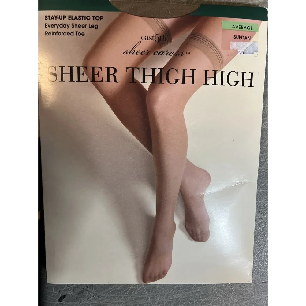 J.‎ C. Penny Sheer Thigh Highs Suntan Size Average  NOS Stay Elastic Top